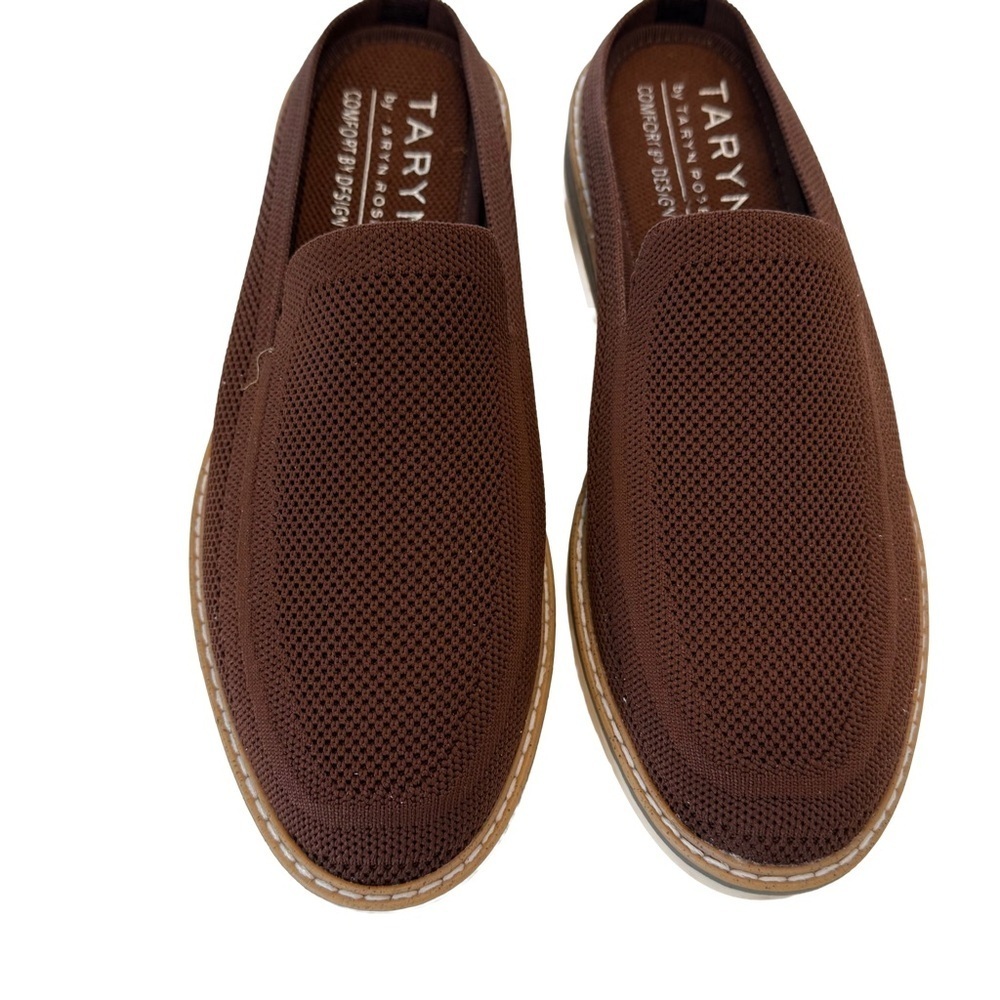Taryn Rose Shoes Wm 7.5 Laley Brown Knit Slip On Loafer Comfort Wedge - Picture 4 of 10